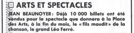Léo Ferré - La Presse, 22 mars 1986, Cahier A